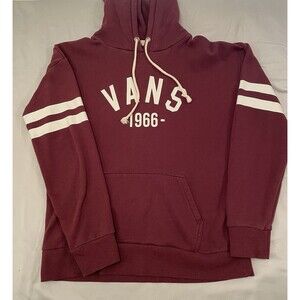 Vans Hoodie Men Size Medium Burgundy White Stripes Around The Arms